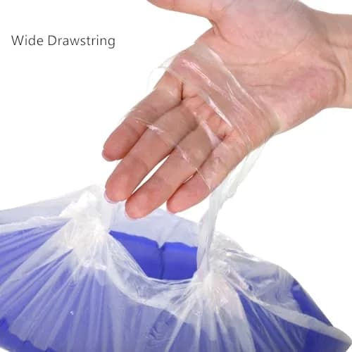 Tebery 100 Pack Portable Potty Chair Liners with Drawstring, Disposable Potty Bags for Baby Toilet Training Seat, Transparent, 16-5/8 in x 9-3/4 in (100 Count) thumbnail 4