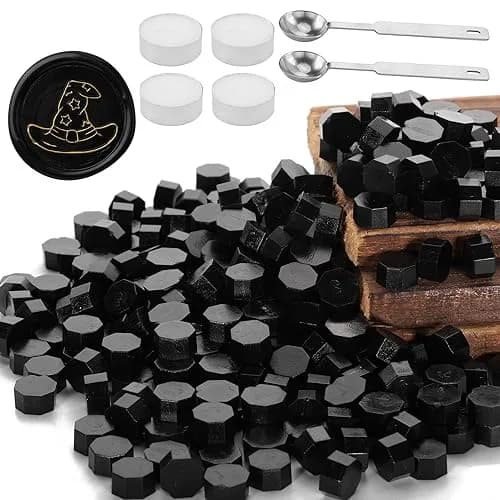Yoption Sealing Wax Beads Kit 300 pcs Black | Elegant DIY Wax Seal Supplies for Invitations & Crafts thumbnail 1