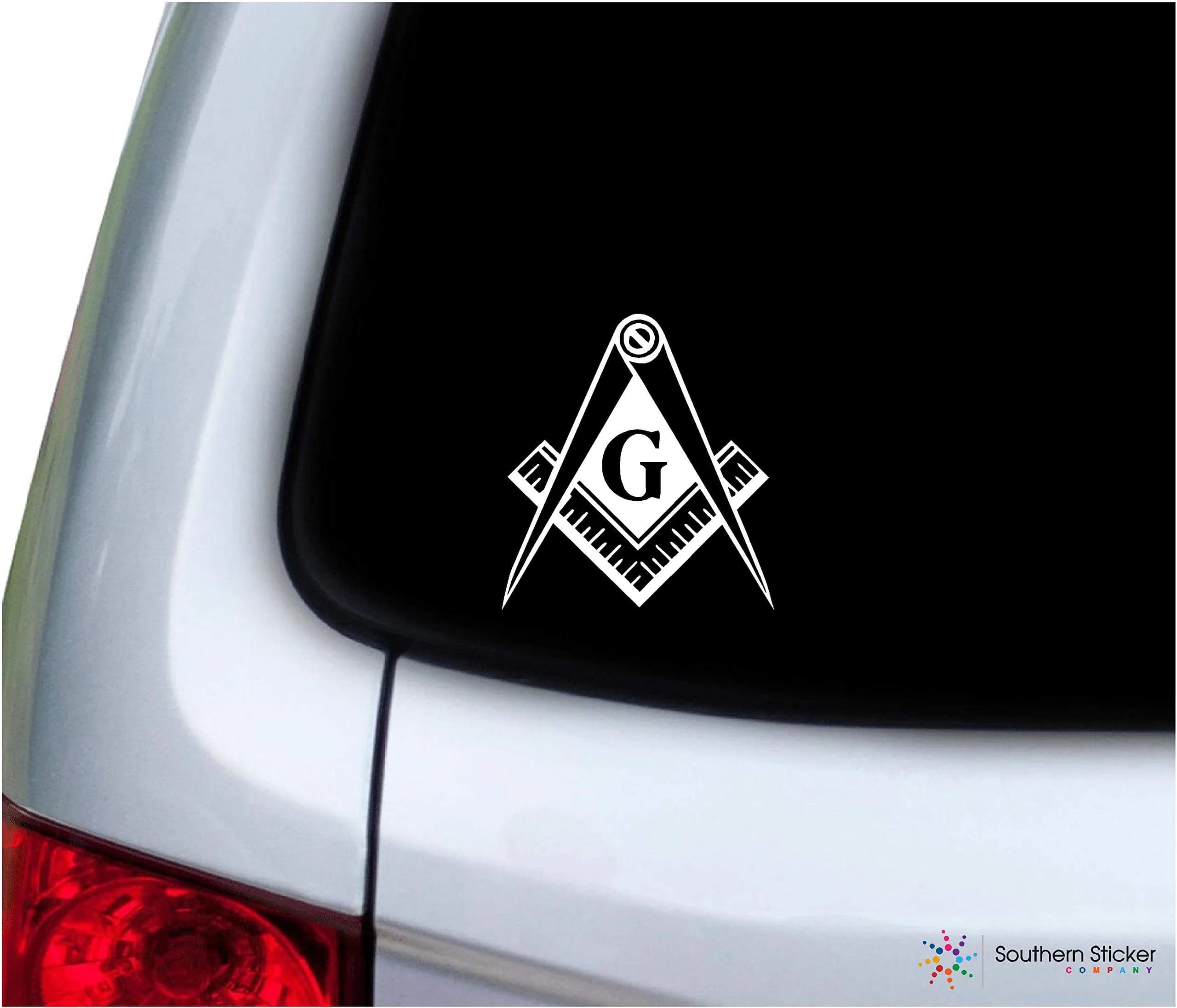 Southern Sticker Company Freemason Masonic Lodge Symbol 3.9x4.2 inches Vinyl Sticker - Weatherproof, Made in USA