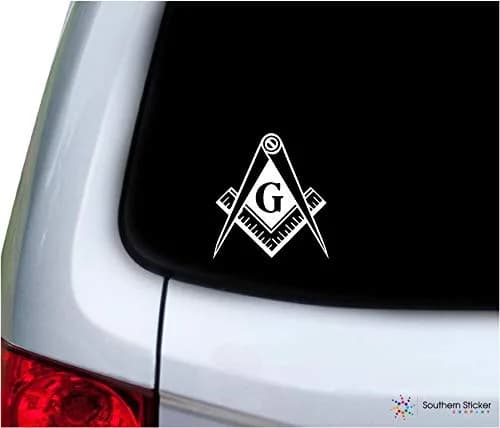 Southern Sticker Company Freemason Masonic Lodge Symbol 3.9x4.2 inches Vinyl Sticker - Weatherproof, Made in USA thumbnail 1