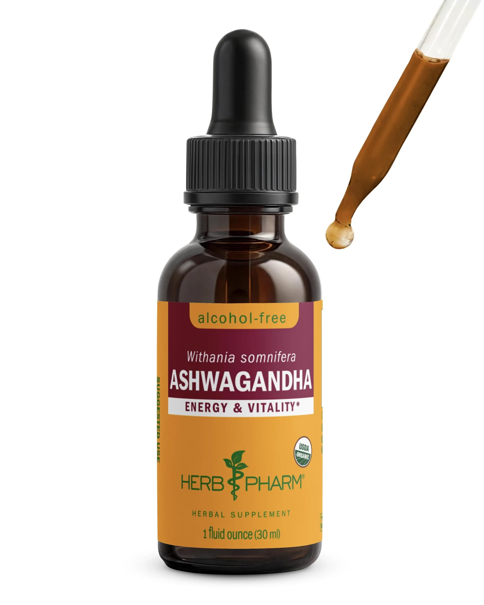 Herb Pharm Organic Ashwagandha Liquid Extract 30ml (1 Fl Oz) | USDA Organic Calming Adaptogen