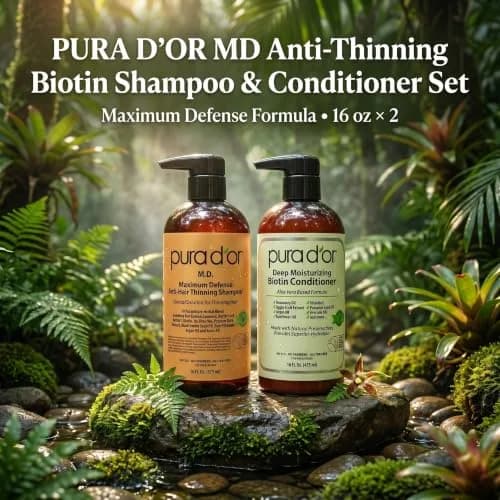 PURA D'OR Maximum Defense Biotin Shampoo & Conditioner Set 473ml (16 Fl Oz x2) | Clinically Tested Hair Regrowth Treatment thumbnail 2