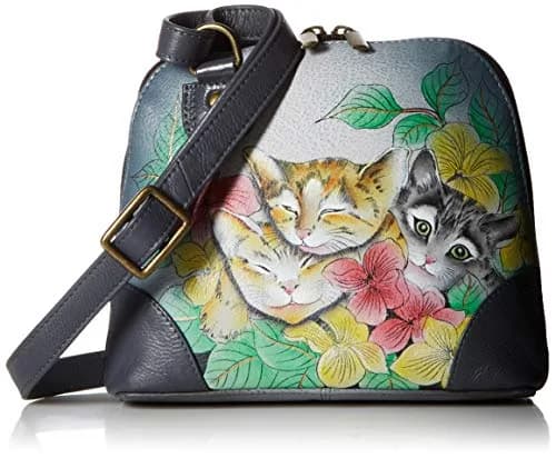 Anna by Anuschka Leather Small Multi Compartment Zip-Around Organizer, Three Kittens | Hand-Painted Artistry thumbnail 1