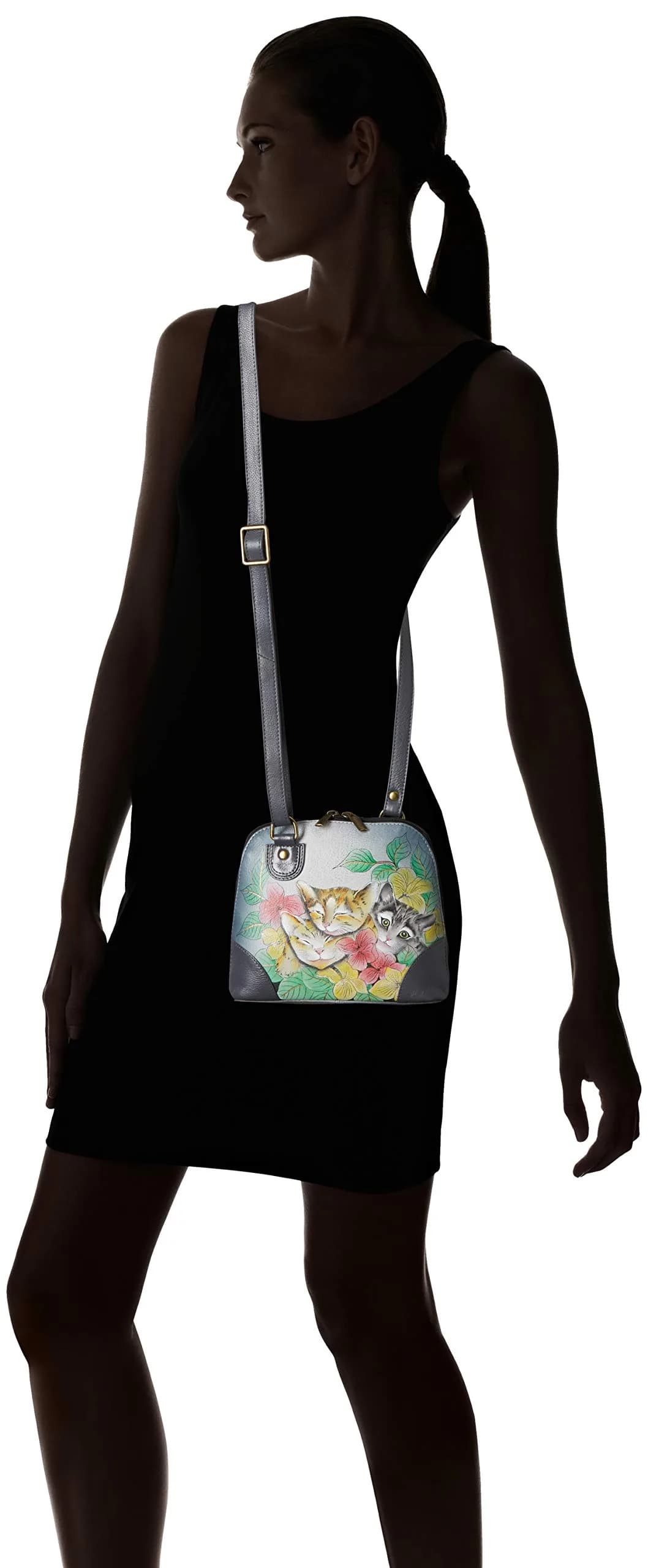 Anna by Anuschka Leather Small Multi Compartment Zip-Around Organizer, Three Kittens | Hand-Painted Artistry - view 2
