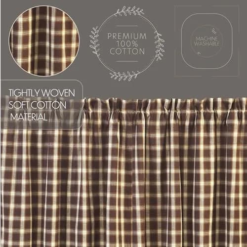 VHC Brands Rustic Kitchen Rory Rod Pocket Cotton Plaid Curtain, Balloon Valance 15x60, Brown | Cozy, Rustic Style with Light Filtering thumbnail 4