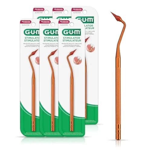 GUM Stimulator Permanent Handle with Rubber Tip | Eco-Friendly Gum Care Tool (6 Pack, Latex-Free) thumbnail 1