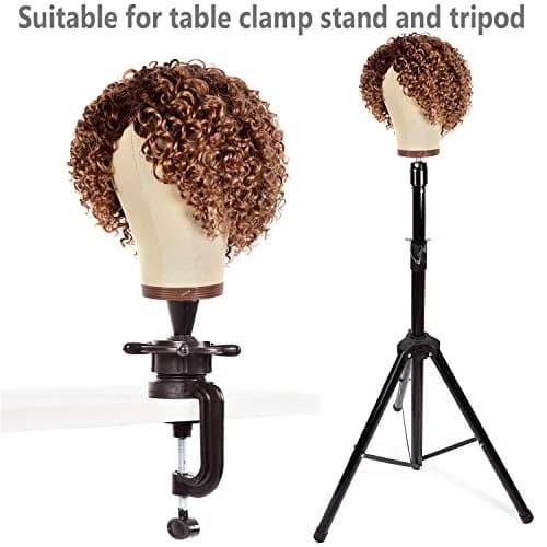 ZGCYSMHT 21''-24'' Inch Wig Head Cork Canvas Block Head with Stand for Wig Making (22 inch, Brown) | Durable & Professional thumbnail 2