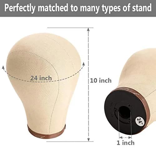 ZGCYSMHT 21''-24'' Inch Wig Head Cork Canvas Block Head with Stand for Wig Making (22 inch, Brown) | Durable & Professional thumbnail 3