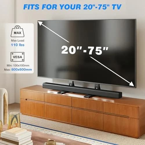 Rfiver Universal TV Stand Mount for 20-75 inch Flat Curved TVs | Supports 110 lbs & VESA 800x600mm thumbnail 2