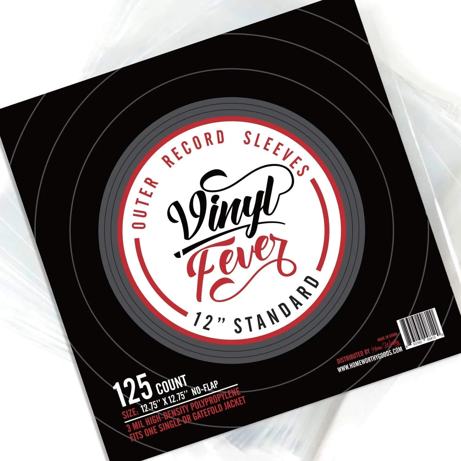 Vinyl Fever Record Sleeves [125 Pack] - Durable 3 Mil Polypropylene Album Covers for 12 Inch LPs - main product image