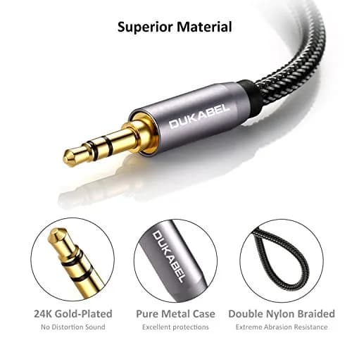 DUKABEL 8ft (2.4m) Aux Cable | Gold Plated 3.5mm Male to Male Stereo Audio Cable with Nylon Braided Jacket thumbnail 6