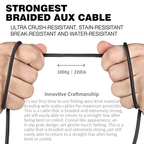 DUKABEL 8ft (2.4m) Aux Cable | Gold Plated 3.5mm Male to Male Stereo Audio Cable with Nylon Braided Jacket thumbnail 8