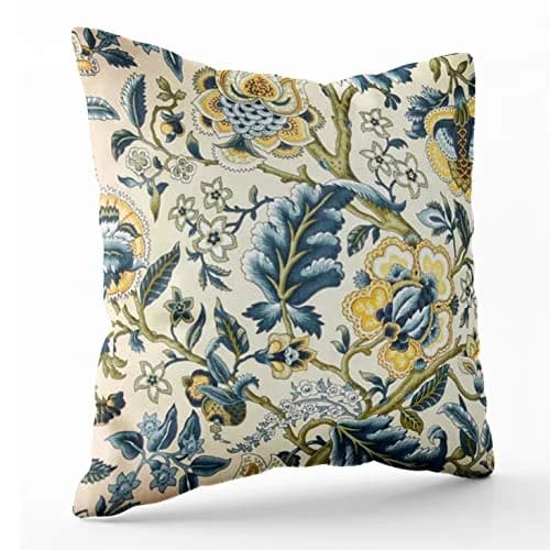 Shorping Decorative Pillow Cover 18x18 | Blue & Yellow Jacquard Print, 2 Pack, Zippered Square Cushion Cover for Home & Sofa thumbnail 3