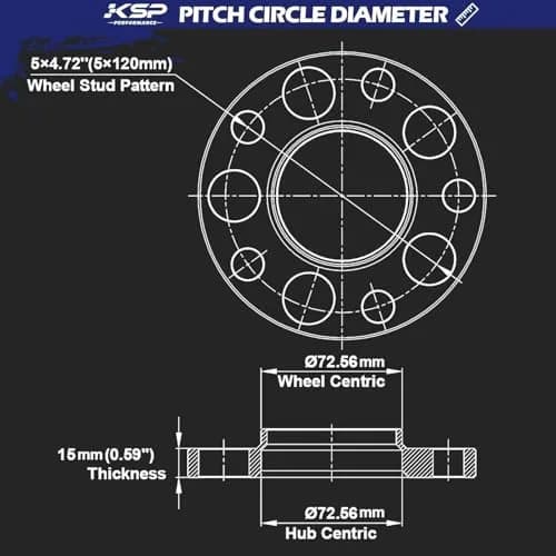 KSP 5X120mm Wheel Spacers 15mm Hubcentric Forged Spacer for BMW E36 E46 E90 E92 E60 | 2PCS, CNC Aluminum thumbnail 2