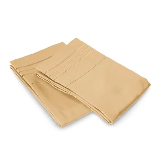 Elegant Comfort Luxury Ultra-Soft King Pillowcase Set | Wrinkle-Resistant Microfiber, 1500 Thread Count, Gold thumbnail 5