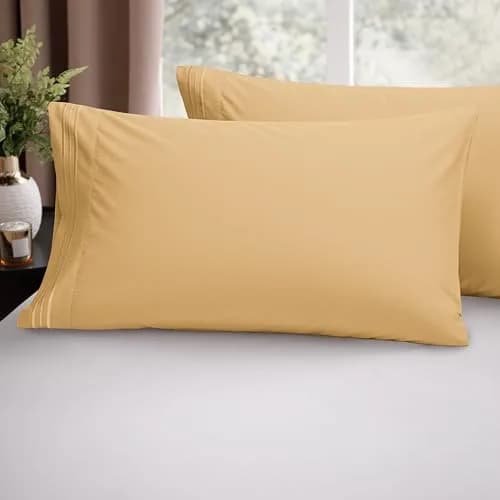 Elegant Comfort Luxury Ultra-Soft King Pillowcase Set | Wrinkle-Resistant Microfiber, 1500 Thread Count, Gold thumbnail 2