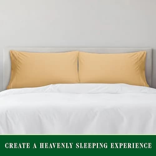 Elegant Comfort Luxury Ultra-Soft King Pillowcase Set | Wrinkle-Resistant Microfiber, 1500 Thread Count, Gold thumbnail 3