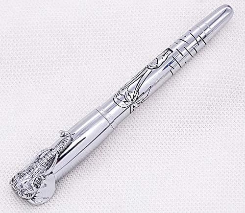 erofa Fuliwen Fountain Pen Medium Nib with Ink Refills Converter, Silver Stainless Steel Body Elephant Pattern Gift Pen 68 g (0.068 kg) | Smooth Writing Instrument thumbnail 6
