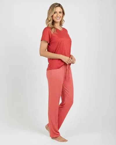 Real Essentials Women's Pajama Sets Short Sleeve Sleepwear 2 Pack | Silky Soft, Comfy & Breathable (en_US) thumbnail 6