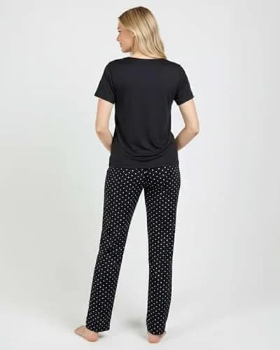 Real Essentials Women's Pajama Sets Short Sleeve Sleepwear 2 Pack | Silky Soft, Comfy & Breathable (en_US) thumbnail 8