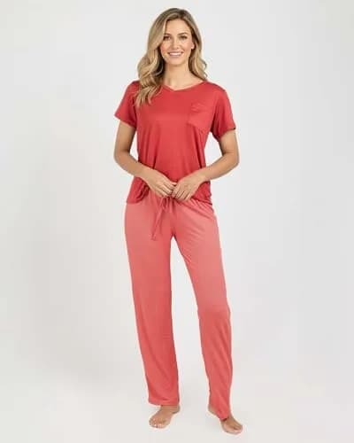 Real Essentials Women's Pajama Sets Short Sleeve Sleepwear 2 Pack | Silky Soft, Comfy & Breathable (en_US) thumbnail 2