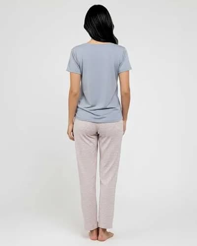 Real Essentials Women's Pajama Sets Short Sleeve | Comfy, Silky, Lightweight (95% Polyester, 5% Spandex) thumbnail 8