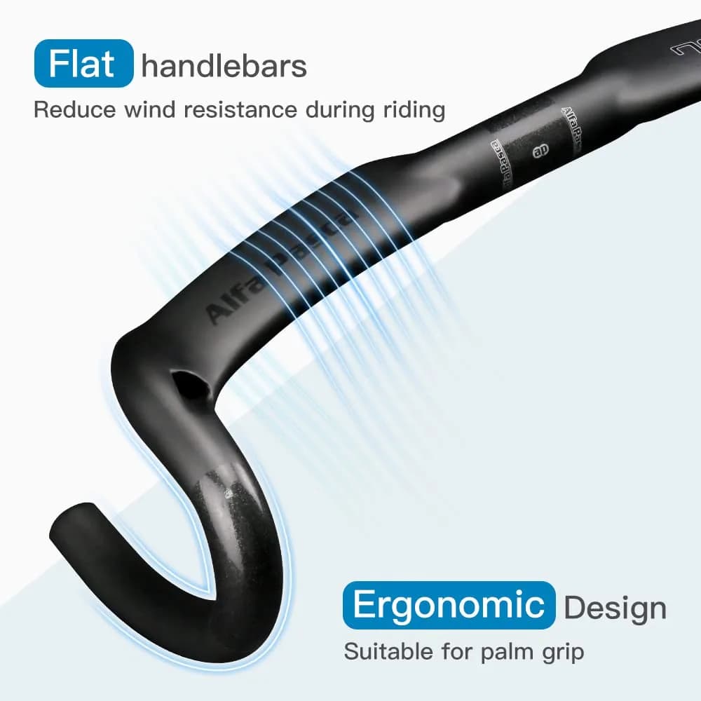 Alfa Pasca Next UD Matte Carbon Fiber Road Bike Handlebars 31.8 x 400mm Aero Drop Bars - view 3
