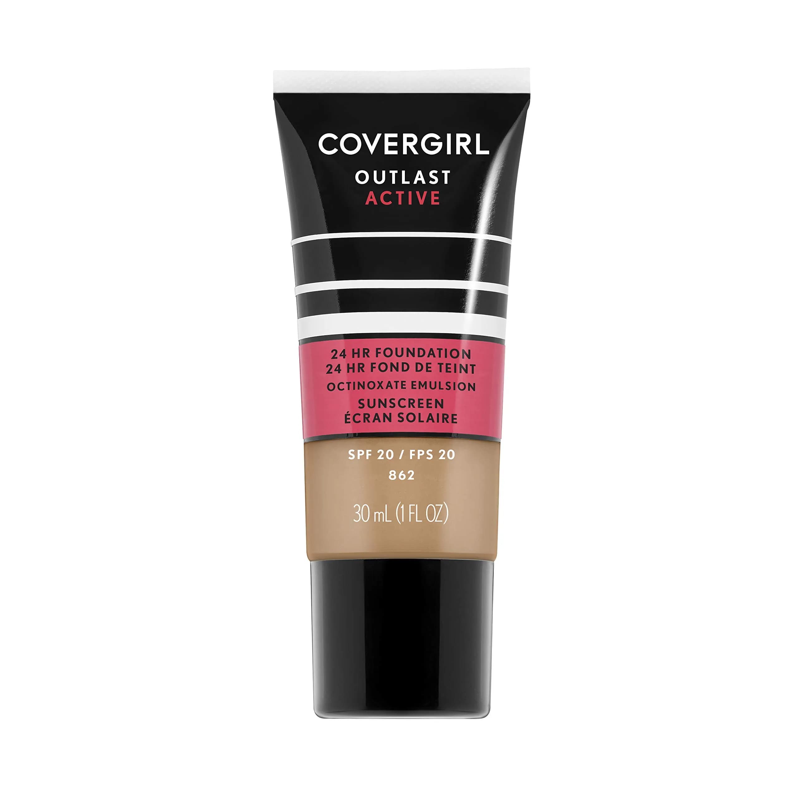 COVERGIRL Outlast Active Foundation, Natural Tan, 1 Ounce | Sweat-proof, 24H Wear, Pore-Friendly — NEUTRAL TAN