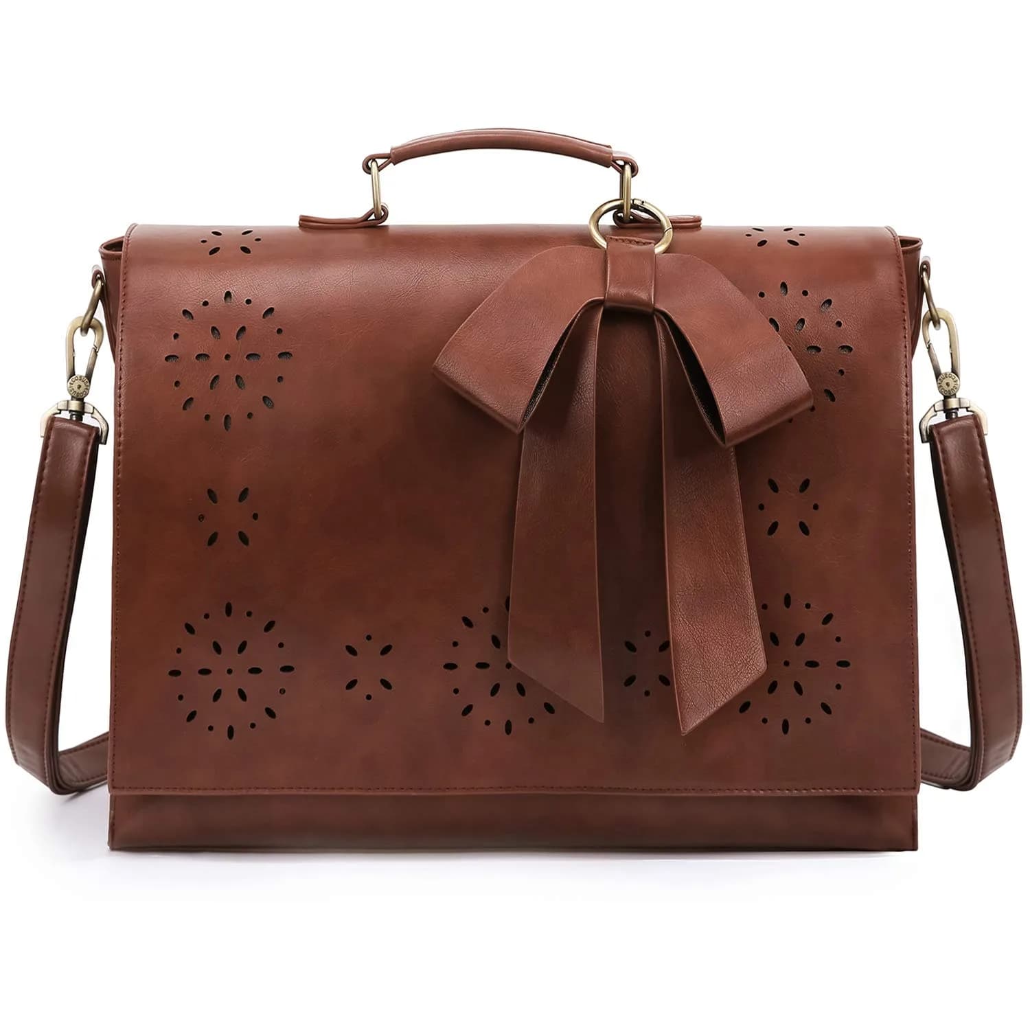 ECOSUSI Briefcase for Women Leather 15.6 inch | Elegant Vintage Business Bag with Laptop Compartment — L-coffee