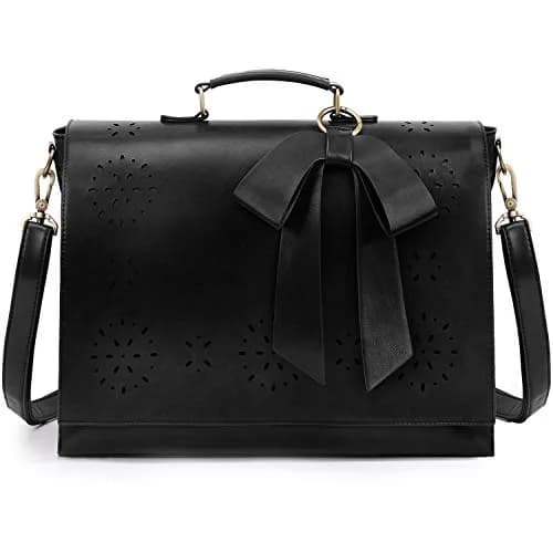 ECOSUSI Briefcase for Women Leather 15.6 inch | Elegant Vintage Business Bag with Laptop Compartment thumbnail 1
