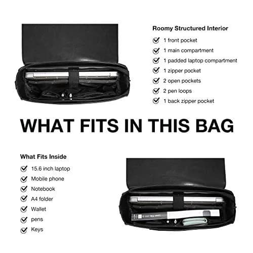 ECOSUSI Briefcase for Women Leather 15.6 inch | Elegant Vintage Business Bag with Laptop Compartment thumbnail 4