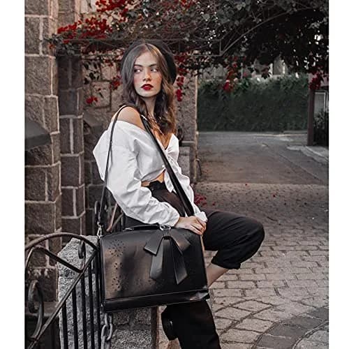 ECOSUSI Briefcase for Women Leather 15.6 inch | Elegant Vintage Business Bag with Laptop Compartment thumbnail 2