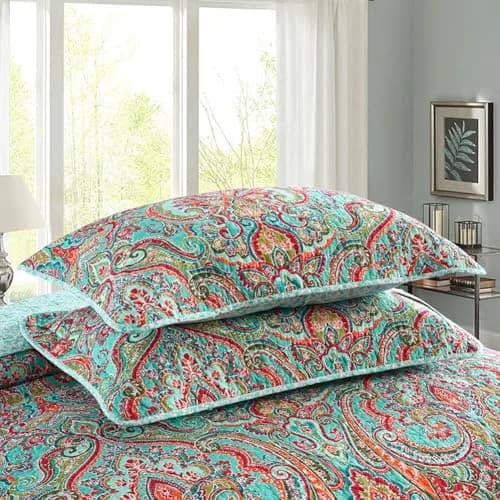NEWLAKE Cotton Bedspread Quilt Sets-Reversible Patchwork Coverlet Set, European Gorgeous Floral Pattern, Twin Size thumbnail 6