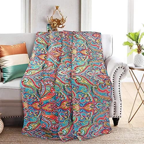 NEWLAKE Quilted Throw Blanket for Bed Couch Sofa, European Gorgeous Floral, 60X78 Inch thumbnail 1
