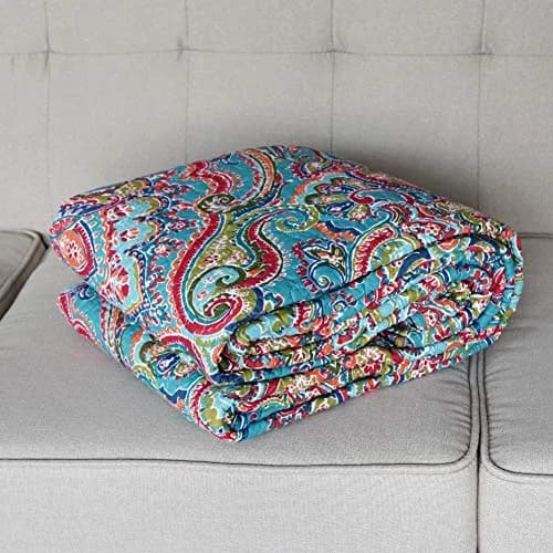 NEWLAKE Quilted Throw Blanket for Bed Couch Sofa, European Gorgeous Floral, 60X78 Inch thumbnail 2