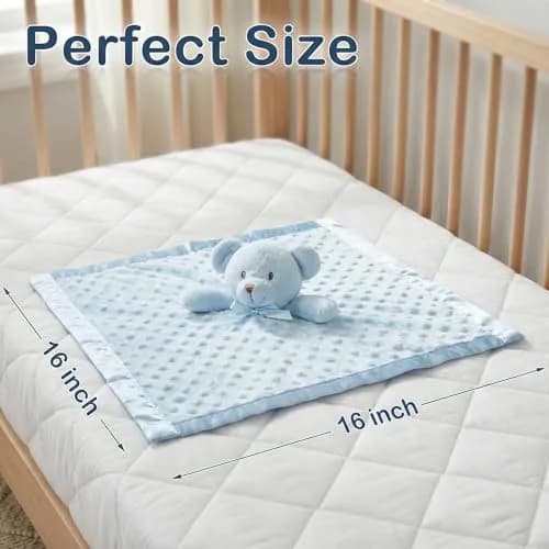 Pro Goleem Blue Teddy Bear Lovey Security Blanket 40cm x 40cm (16"x16") | Soft Lovie for Newborns & Toddlers thumbnail 8