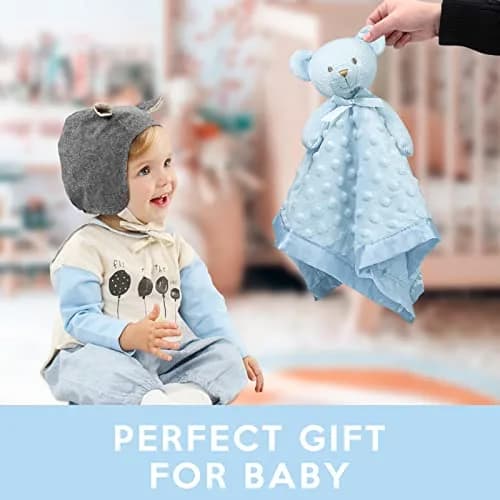 Pro Goleem Blue Teddy Bear Lovey Security Blanket 40cm x 40cm (16"x16") | Soft Lovie for Newborns & Toddlers thumbnail 3