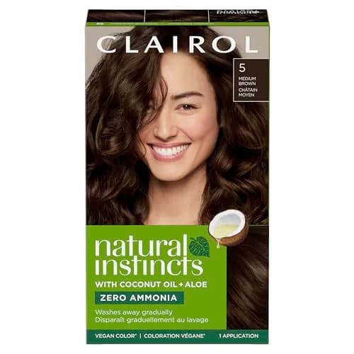 Clairol Natural Instincts Demi-Permanent Hair Dye 5 Medium Brown 172ml (5.85 Fl Oz) | Gentle Zero Ammonia Formula thumbnail 1