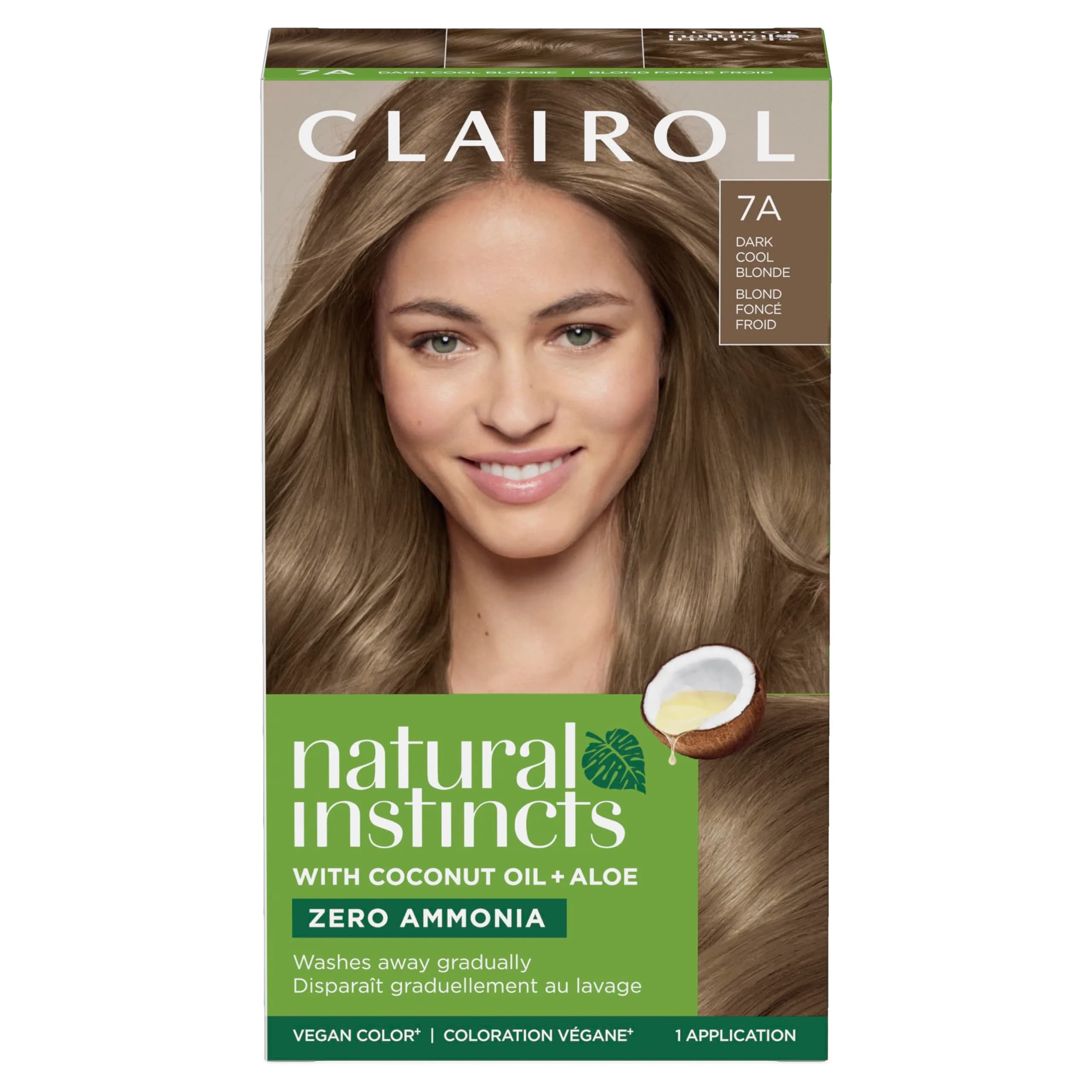 Clairol Natural Instincts Demi-Permanent Hair Dye, 2BB Blue Black, 172ml (5.85 Fl Oz) | Ammonia-Free Vegan Color — 7A Dark Cool Blonde / 5.85 Fl Oz