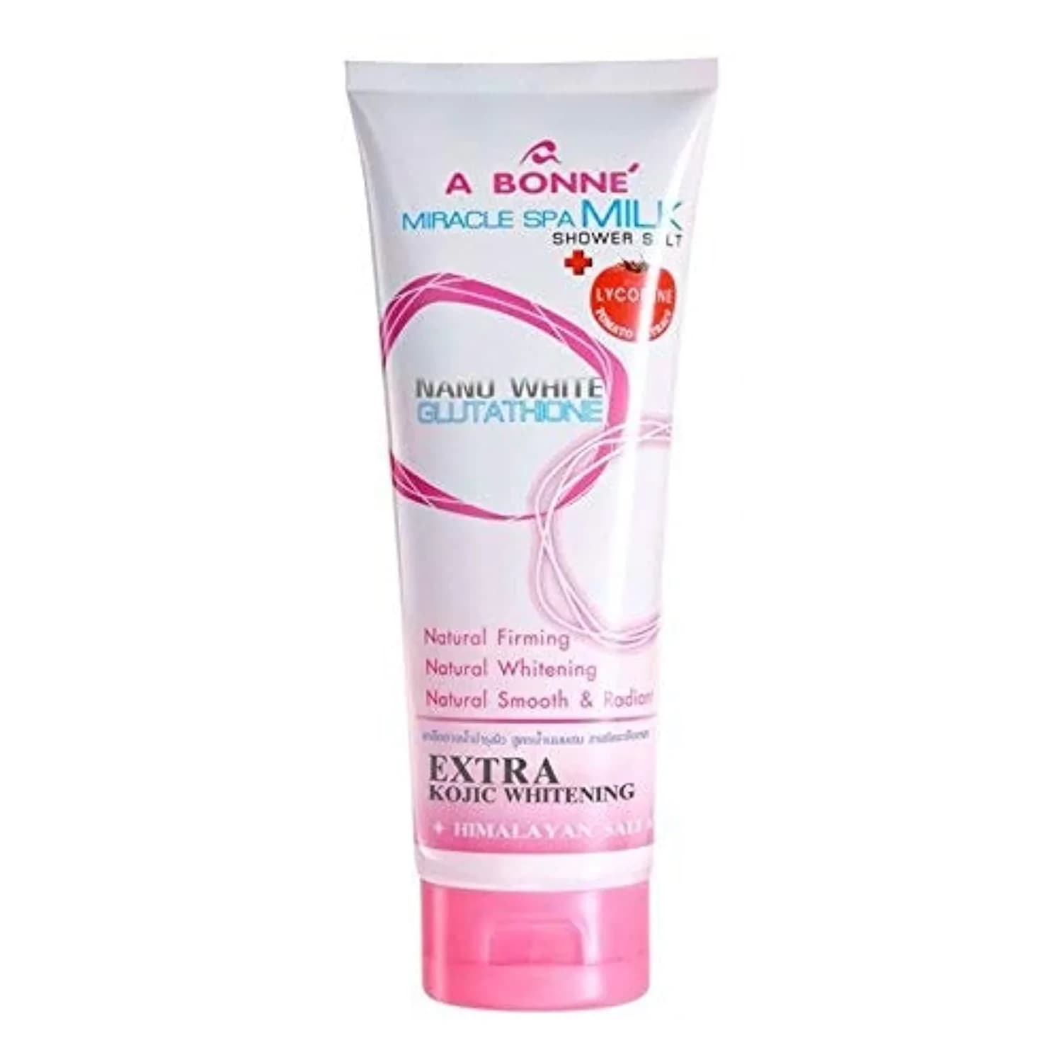 A Bonné Miracle Spa Milk Shower Salt with Lycopene Tomato Extract 350g (12.35 oz) | Exfoliates for Smooth, Radiant Skin — red