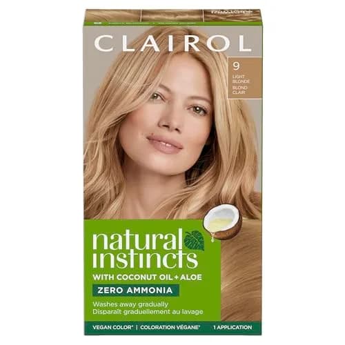 Clairol Natural Instincts Demi-Permanent Hair Dye, 9 Light Blonde, 5.85 Fl Oz (173 ml) | Zero Ammonia, Coconut Oil & Aloe Vera thumbnail 1