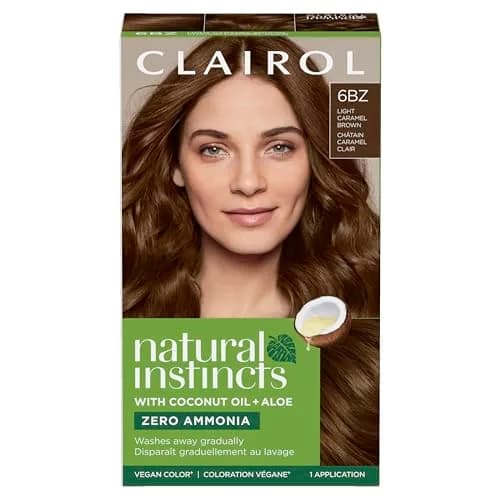 Clairol Natural Instincts Demi-Permanent Hair Dye 6BZ Light Caramel Brown | Vegan, Ammonia-Free, Glossy Shine (70-120 chars) thumbnail 1