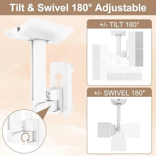Dinghosen White Speaker Wall & Ceiling Mount for Bose UB-20, UB-20 Series II | Adjustable Tilt & Swivel thumbnail 4