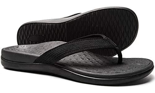 LLSOARSS Plantar Fasciitis Feet sandal with Arch Support | Orthotic Flip Flops for Flat Feet, Heel Pain (10 M US, Black) thumbnail 1