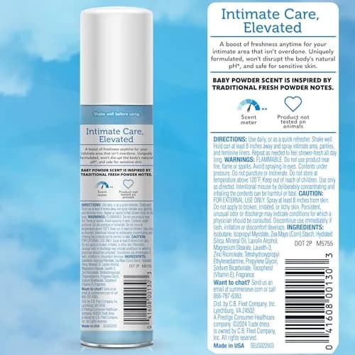 Summer's Eve Gentle Feminine Spray Baby Powder 177ml (6 Fl Oz) | Daily Odor Protection thumbnail 7