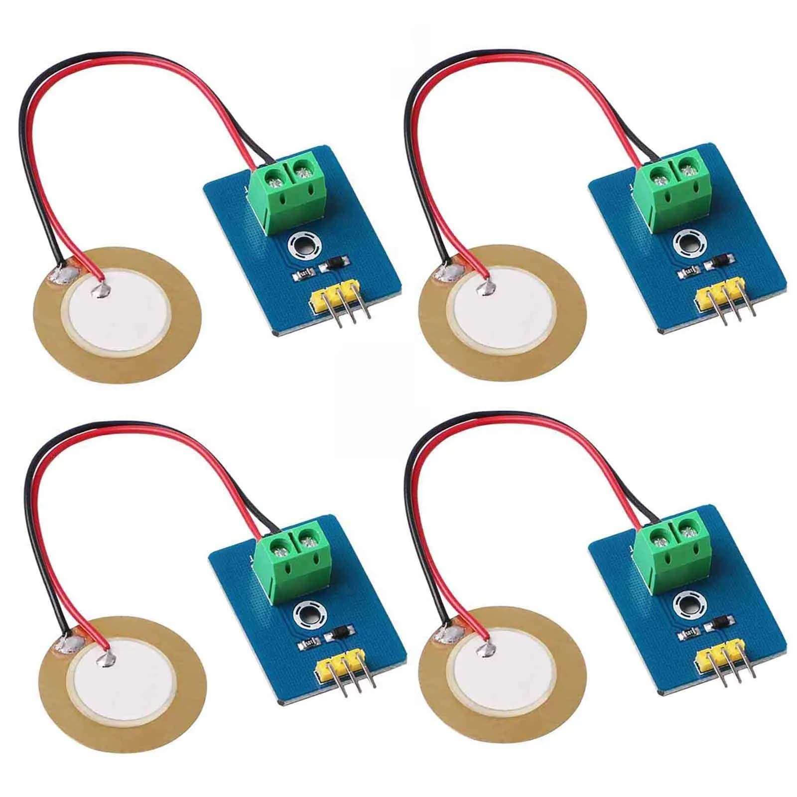 MakerHawk 4pcs Analog Ceramic Piezo Vibration Sensor Module 3.3V/5V | Detects Vibration Extent — 4pcs Sensor Module