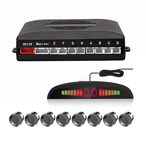 EKYLIN Car Reverse Parking Sensor System with 8 Ultrasonic Sensors, LED Display, Sound Warning, Gray thumbnail 1