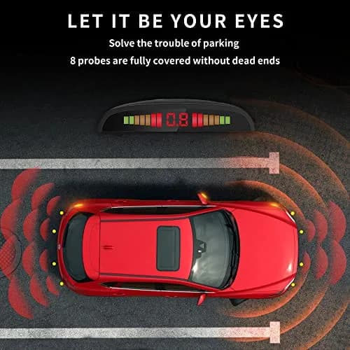 EKYLIN Car Reverse Parking Sensor System with 8 Ultrasonic Sensors, LED Display, Sound Warning, Gray thumbnail 5