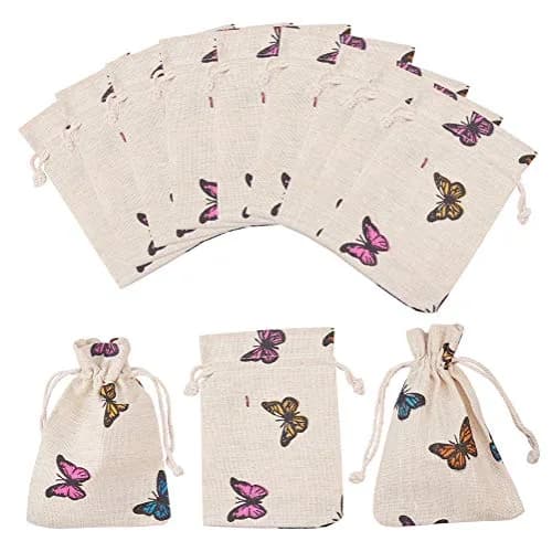 PH PandaHall Butterfly Cotton Bags 14cm (5.5in) x 10cm (4in) | 50 Pcs Drawstring Pouches for Gifts & Jewelry thumbnail 1