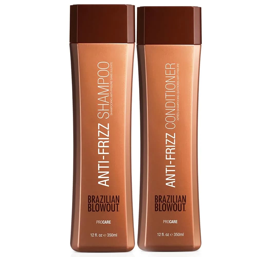 Brazilian Blowout Anti-Frizz Shampoo & Conditioner 12 Fl Oz | Paraben & Sulfate Free, Frizz Control — white/clear